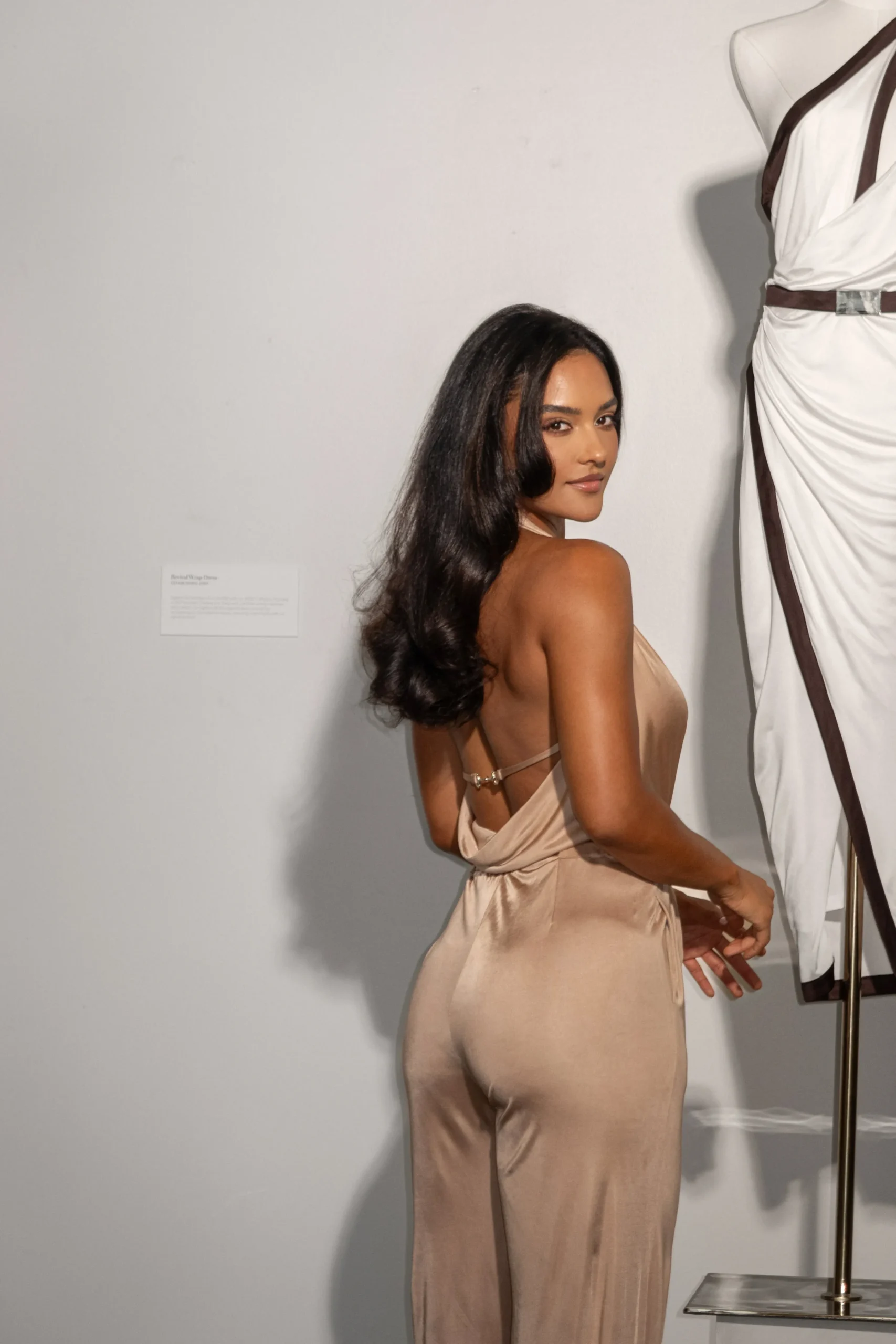 Beige Slinky Halter Belted Jumpsuit*JLUXLABEL Fashion