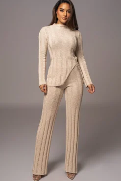 Beige Take A Chance Ribbed Pant Set*JLUXLABEL Online