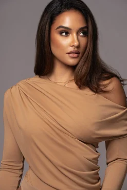 Beige Ultra High Neck Bodysuit*JLUXLABEL Online