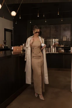 Beige Xena Suede Maxi Dress*JLUXLABEL Best