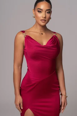 Berry Cowl Neck Chain Dress*JLUXLABEL Clearance