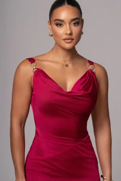 Berry Cowl Neck Chain Dress*JLUXLABEL Clearance