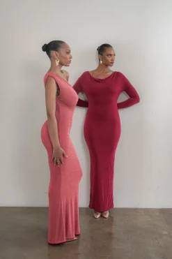 Berry/Red Classic Elegance Reversible Maxi Dress*JLUXLABEL New