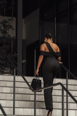 Black Above All Drape Bodysuit*JLUXLABEL Online