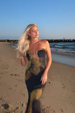 Black Abstract Bethany Strapless Maxi Dress*JLUXLABEL Sale