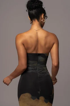 Black Abstract Bethany Strapless Maxi Dress*JLUXLABEL Sale