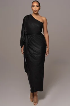 Black Amina Metallic Maxi Dress*JLUXLABEL Clearance