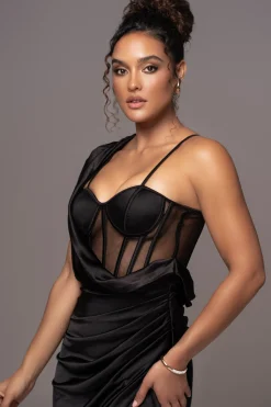 Black Anastacia Drape Maxi Dress*JLUXLABEL Online