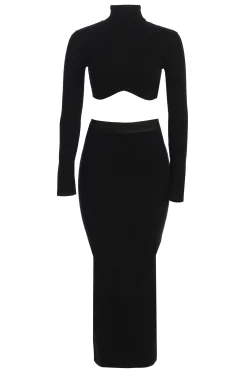 Black Anise Ribbed Skirt Set*JLUXLABEL Clearance