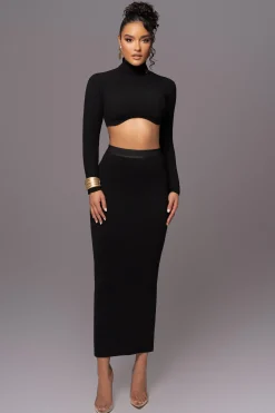 Black Anise Ribbed Skirt Set*JLUXLABEL Clearance