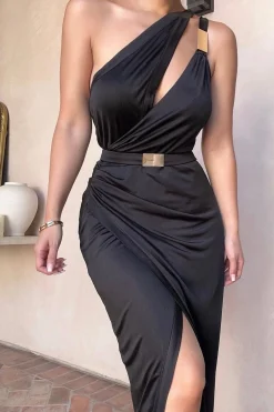 Black Anniversary Belted Wrap Dress*JLUXLABEL Sale