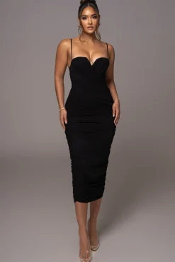 Black Arcadia Mesh Midi Dress*JLUXLABEL New