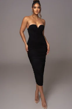 Black Arcadia Mesh Midi Dress*JLUXLABEL New