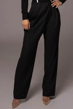 Black Asymmetrical Draped Trousers*JLUXLABEL Fashion
