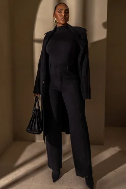 Black Back In Business Knit Trousers*JLUXLABEL Clearance