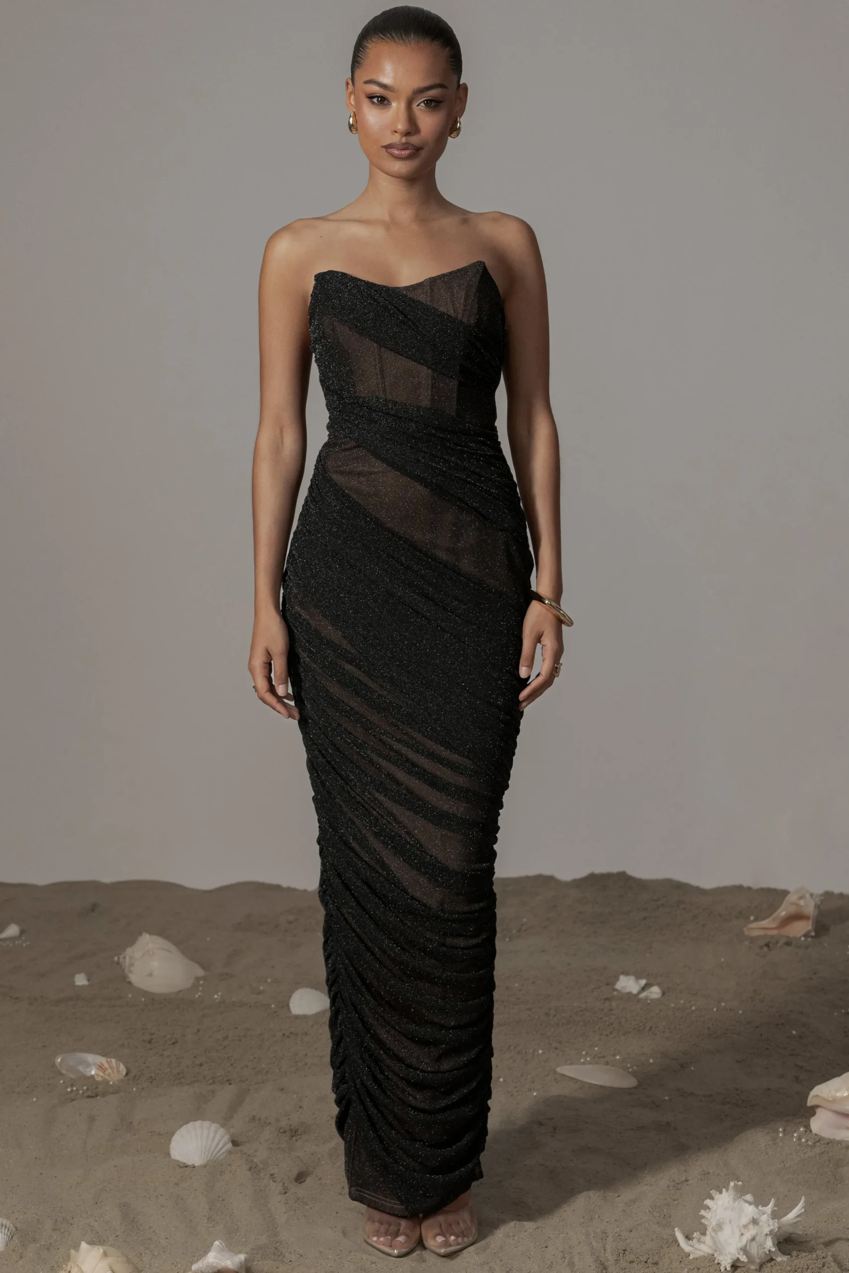 Black Catalina Lurex Knit Maxi Dress*JLUXLABEL New