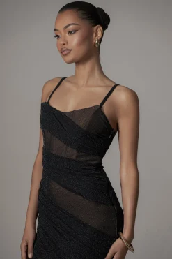 Black Catalina Lurex Knit Maxi Dress*JLUXLABEL New