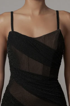 Black Catalina Lurex Knit Maxi Dress*JLUXLABEL New