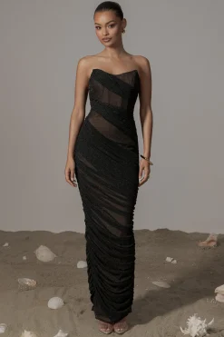 Black Catalina Lurex Knit Maxi Dress*JLUXLABEL New