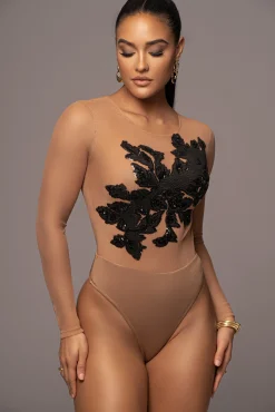 Black Charmed Embroidered Mesh Bodysuit*JLUXLABEL Fashion