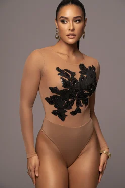 Black Charmed Embroidered Mesh Bodysuit*JLUXLABEL Fashion