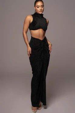 Black Chosen One Velvet Skirt Set*JLUXLABEL Sale