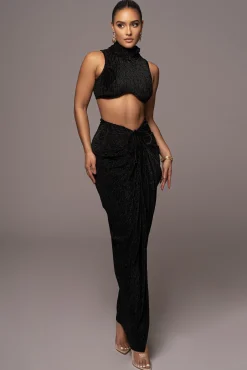 Black Chosen One Velvet Skirt Set*JLUXLABEL Sale