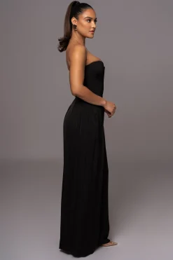 Black Clara Wide Leg Pleated Trousers*JLUXLABEL New