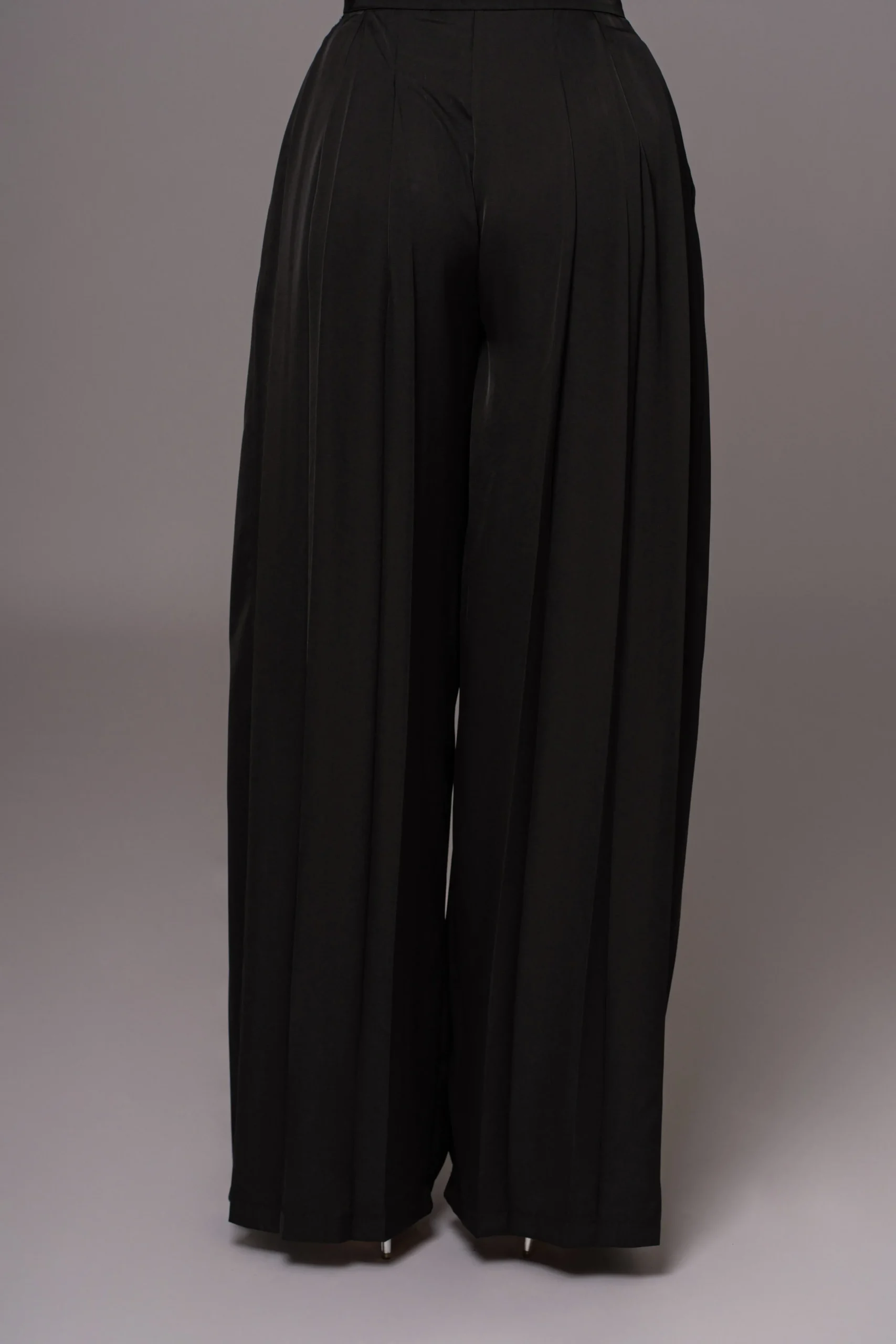 Black Clara Wide Leg Pleated Trousers*JLUXLABEL New