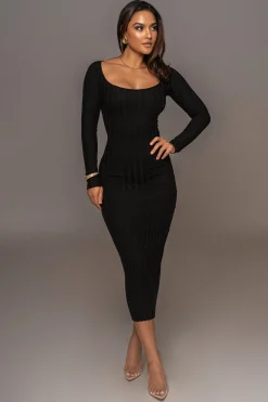 Black Danni Ribbed Maxi Dress*JLUXLABEL Online