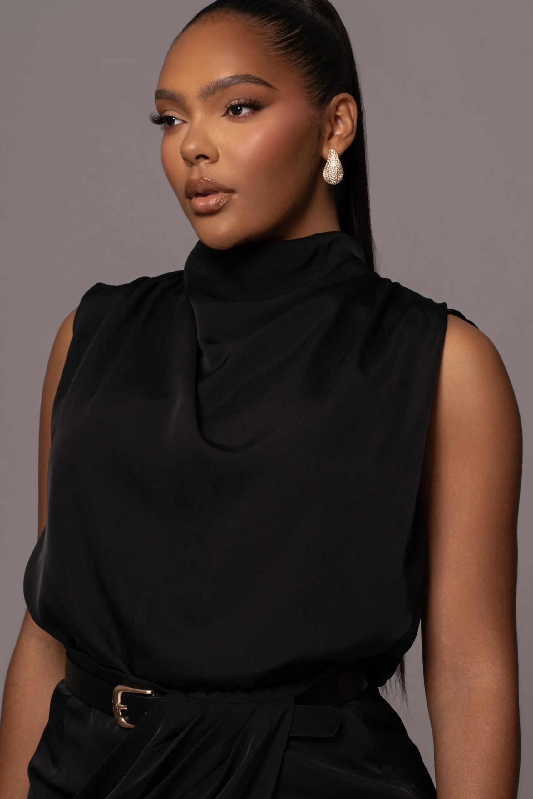 Black Desiree Mock Neck Top*JLUXLABEL Discount