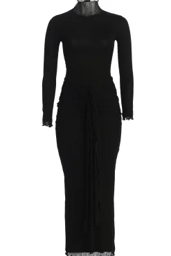 Black Drape Mock Neck Dress*JLUXLABEL Sale