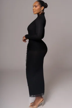 Black Drape Mock Neck Dress*JLUXLABEL Sale