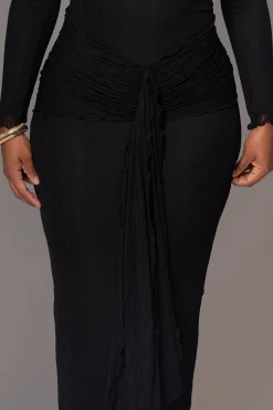 Black Drape Mock Neck Dress*JLUXLABEL Sale