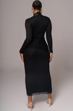 Black Drape Mock Neck Dress*JLUXLABEL Sale