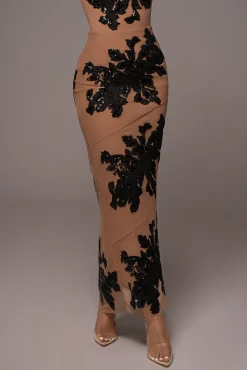 Black Edena Embroidered Midi Skirt*JLUXLABEL Fashion