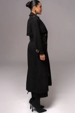 Black Elite Suede Coat*JLUXLABEL Outlet