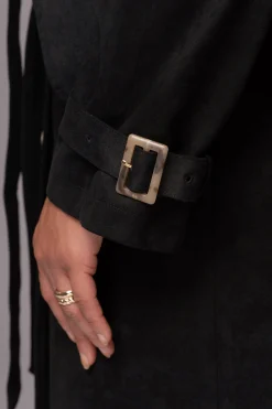 Black Elite Suede Coat*JLUXLABEL Outlet