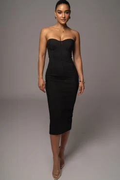 Black Escape Mesh Midi Dress*JLUXLABEL Discount