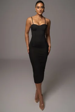 Black Escape Mesh Midi Dress*JLUXLABEL Discount