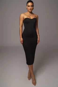 Black Escape Mesh Midi Dress*JLUXLABEL Discount