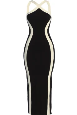 Black Fabiola Contrast Maxi Dress*JLUXLABEL Outlet