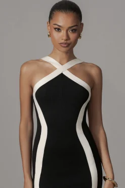 Black Fabiola Contrast Maxi Dress*JLUXLABEL Outlet