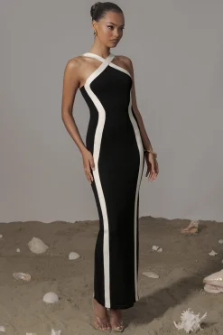 Black Fabiola Contrast Maxi Dress*JLUXLABEL Outlet