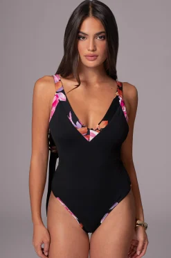 Black Floral Kamie Reversible Skirt Set*JLUXLABEL Online