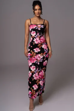 Black Floral Smooth Simplicity Maxi Dress*JLUXLABEL Clearance