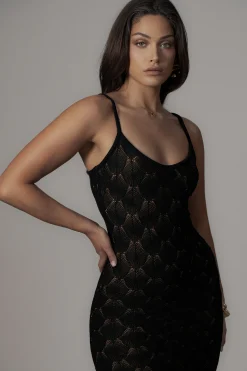 Black Gabriela Knit Maxi Dress*JLUXLABEL Clearance