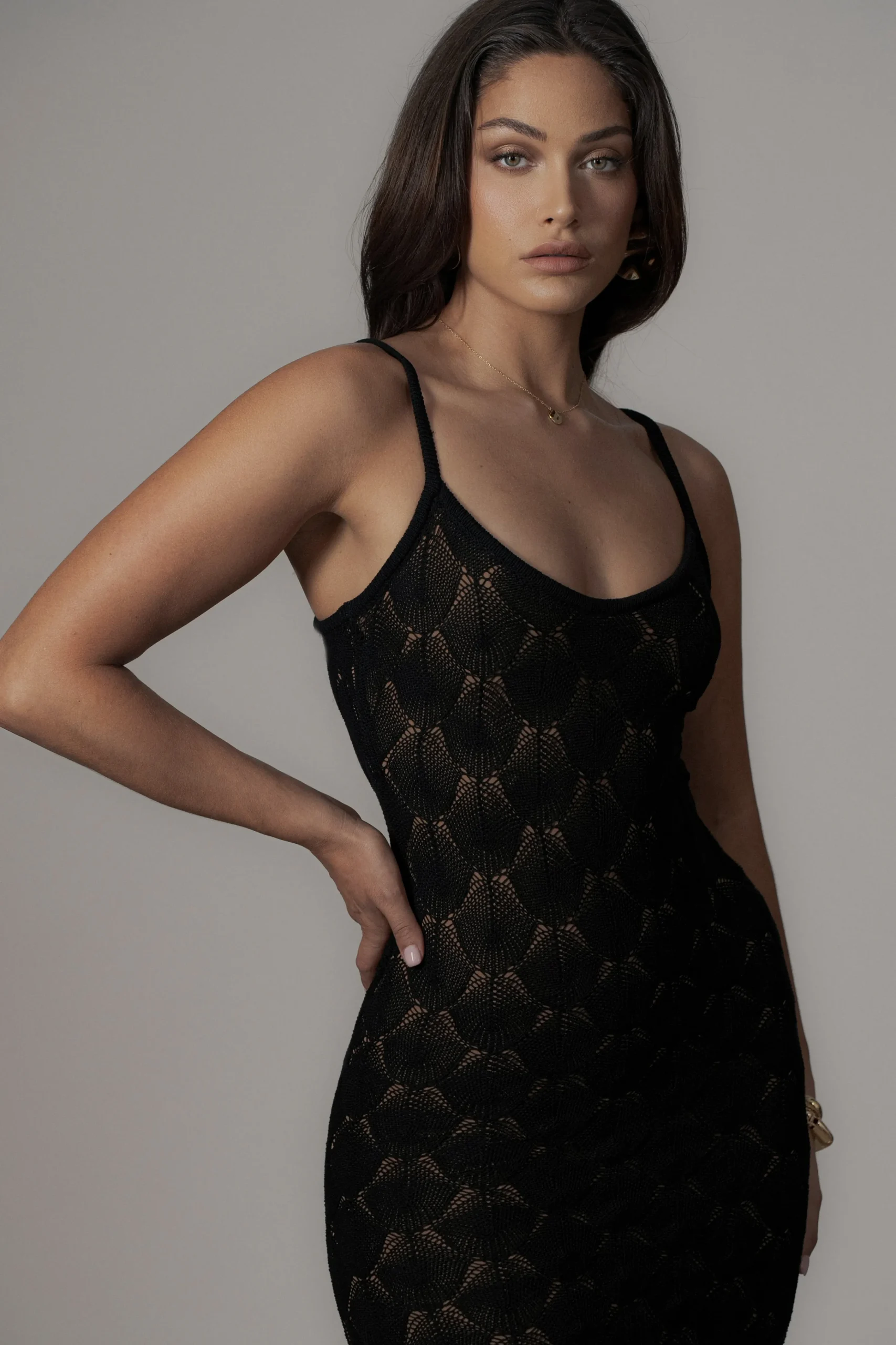 Black Gabriela Knit Maxi Dress*JLUXLABEL Clearance