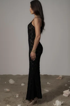 Black Gabriela Knit Maxi Dress*JLUXLABEL Clearance