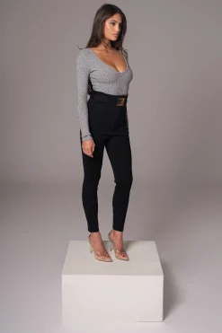 Black Golden Buckled Pants*JLUXLABEL Hot